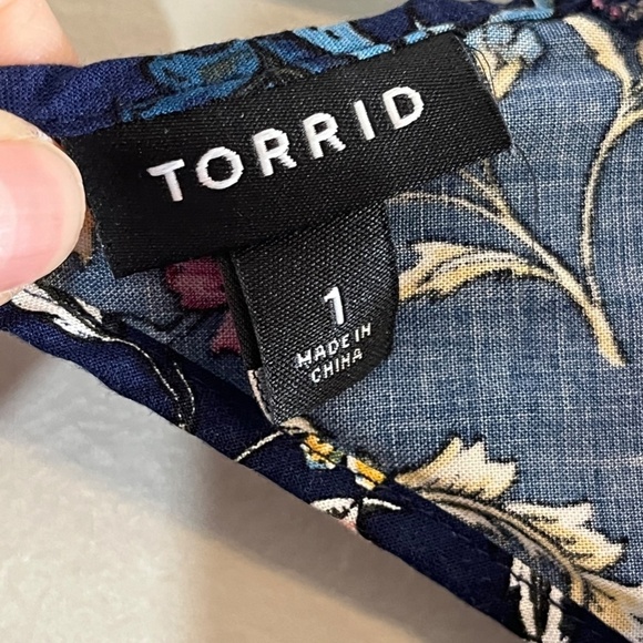 Torrid Dress Women 14 Blue Midi Floral Pullover Flowy Boho Western Summer Retro - Picture 2 of 15